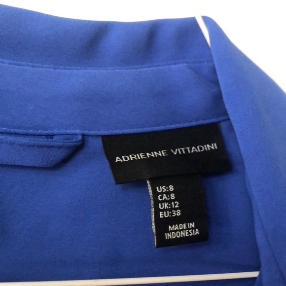 Adrienne Vittadini Royal Blue Sleeveless Button Front Shirt Knee Length Dress 8 - Picture 9 of 10